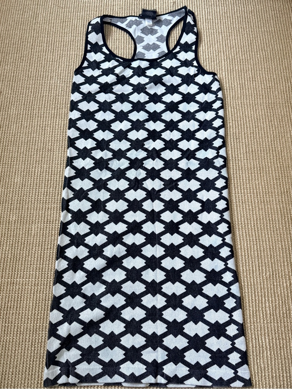 Bebe Black & White Geometric Racerback Dress